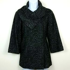 Calvin Klein Grey/Black Animal Print PeaCoat Small